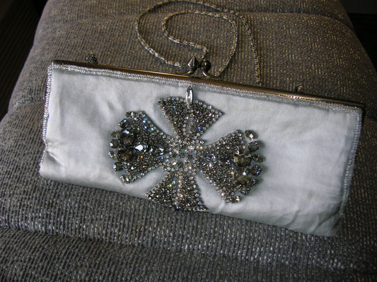 Silver Clutch With Jewels